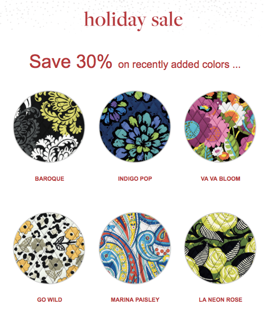 Vera Bradley Holiday Sale! Enjoy up to 30 off Select Colors and Styles