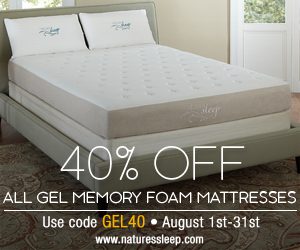 40% off all Nature’s Sleep Gel Memory Foam Mattresses