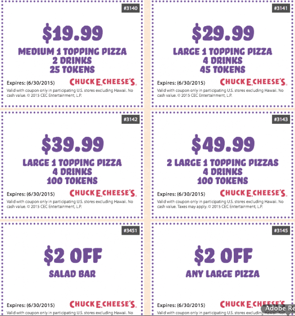 Chuck E Cheese Coupons - Print Them For June 2015