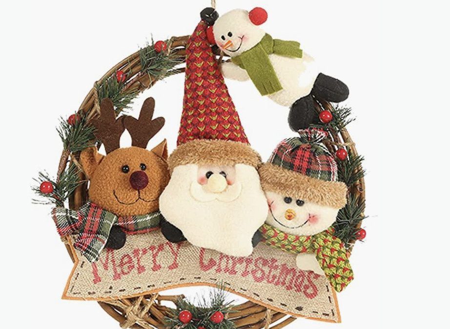 Christmas Wreath with a Snowman, Elk, and Santa – Just $14.79