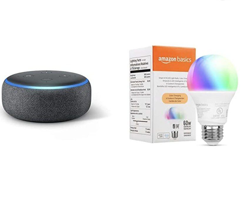 Echo Dot + FREE Amazon Basics Smart Color Bulb – $14.99 shipped!