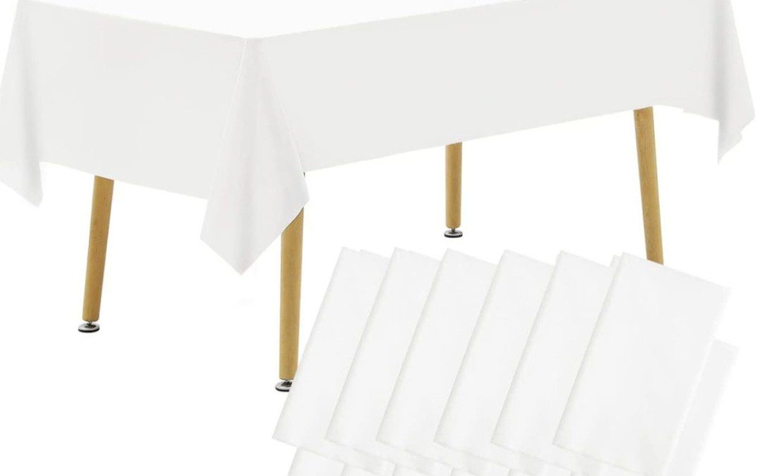 12 White Plastic Table Clothes (54” x 108”) – Just $0.87 each!