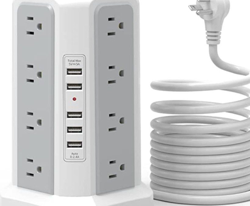 6 Ft Tower Power Strip with 5 USB Ports and 16 Outlets – $22.99 shipped!